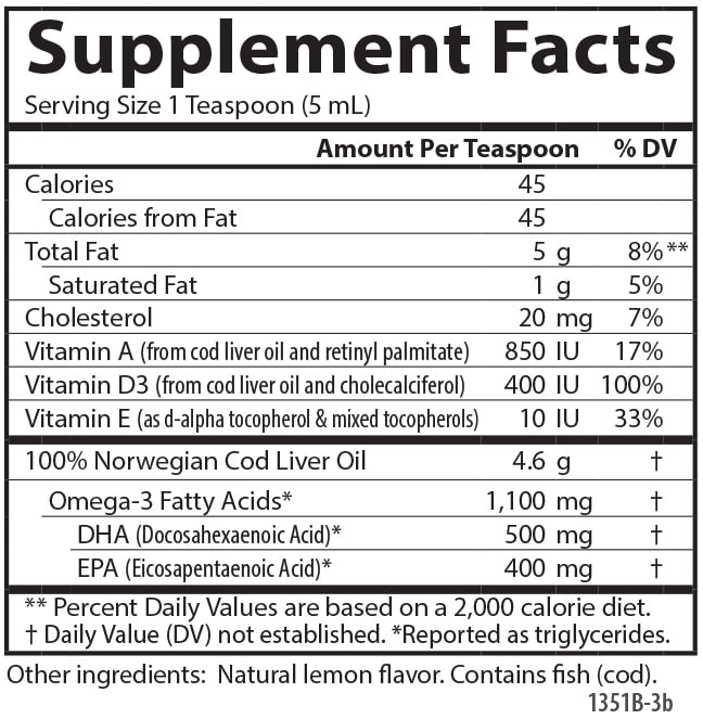 Carlson Cod Liver Oil - Lemon (250ml) - Lifestyle Markets